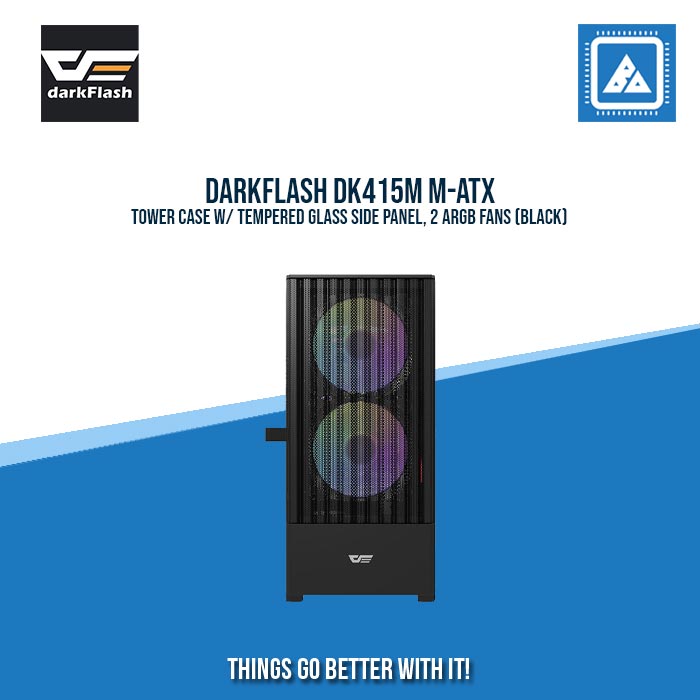 DARKFLASH DK415M M-ATX TOWER CASE W/ TEMPERED GLASS SIDE PANEL, 2 ARGB FANS (BLACK) DARKFLASH DK415M M-ATX TOWER CASE W/ TEMPERED GLASS SIDE PANEL, 2 ARGB FANS (BLACK)
